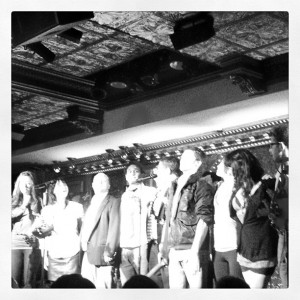 Joe Iconis & Family singing The Goodbye Song at 54 Below  Photo by Megan Minutillo