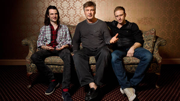 Tom Sturridge, Alec Baldwin, and Ben Foster, co-stars in the Broadway Show, "Orphans," pose for a portrait together at the Schoenfeld Theatre, in New York, NY on Thursday, March 28, 2013. (PHOTOGRAPH BY MARCUS YAM FOR THE NEW YORK TIMES)  